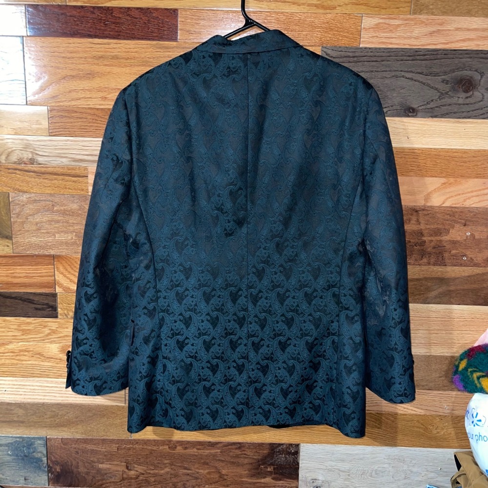 Jos. A. Bank Mens 42 Regular Teal Paisley Jacquard Slim Fit Blazer Suit Jacket - Picture 3 of 8
